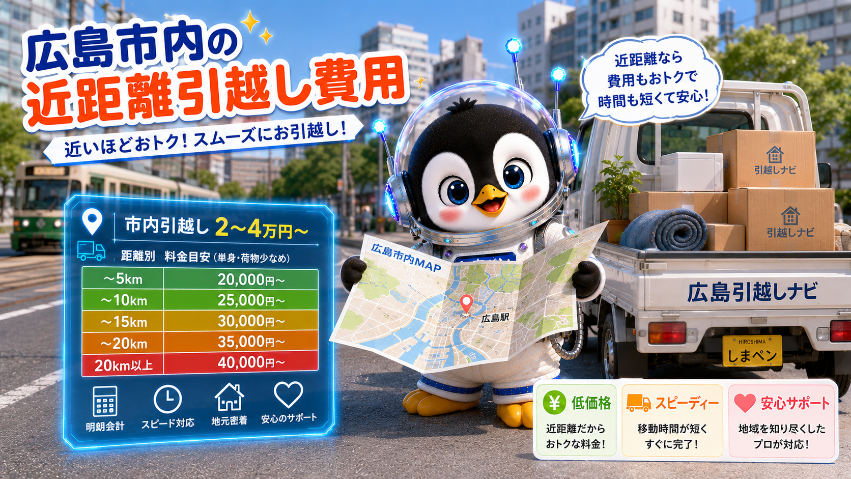 広島市内引越し費用比較イラスト