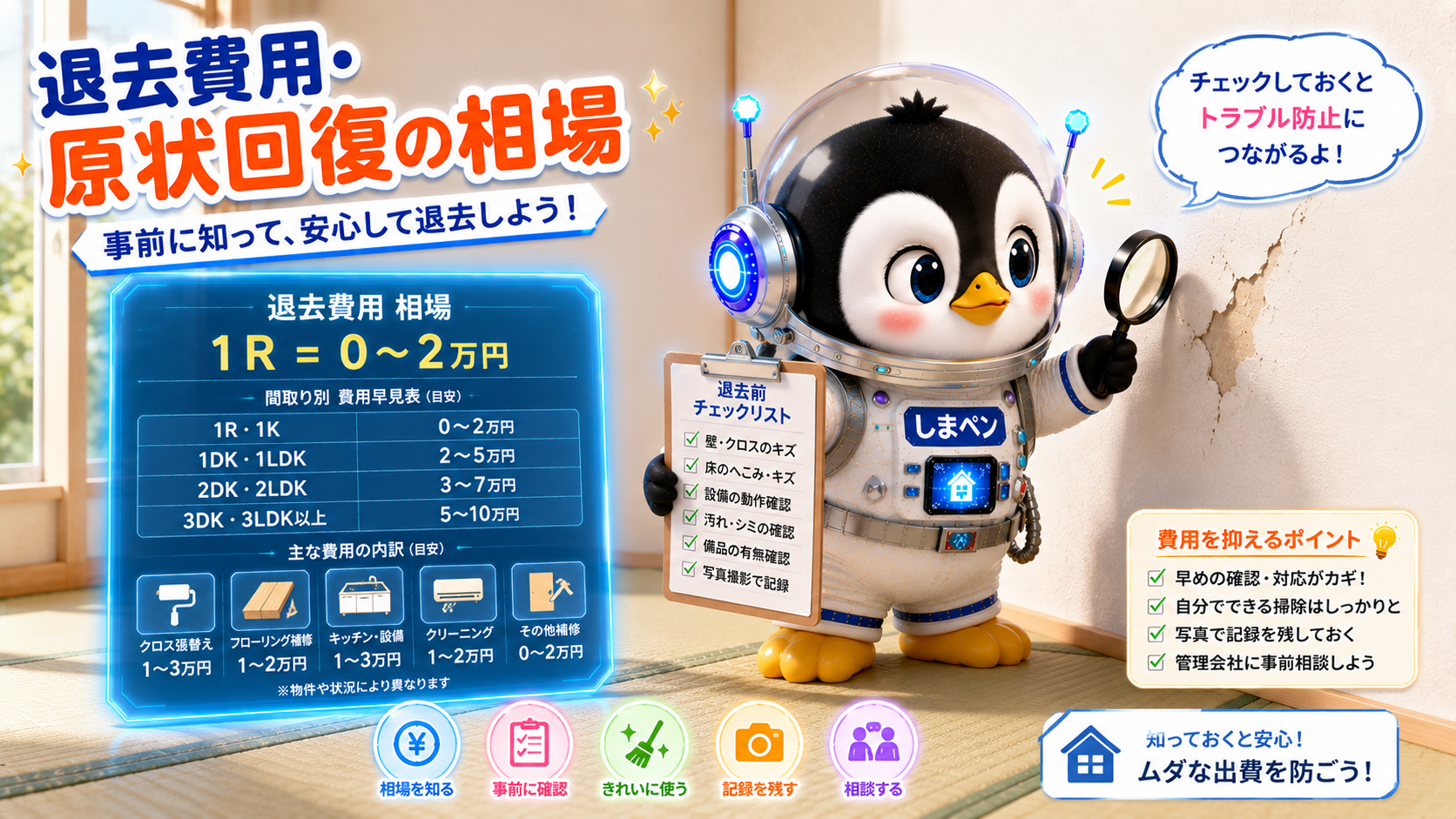 退去費用相場と原状回復ガイドイラスト